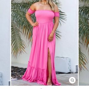 NWT Bella and Bloom Boutique Be happy smocked dress size medium pink